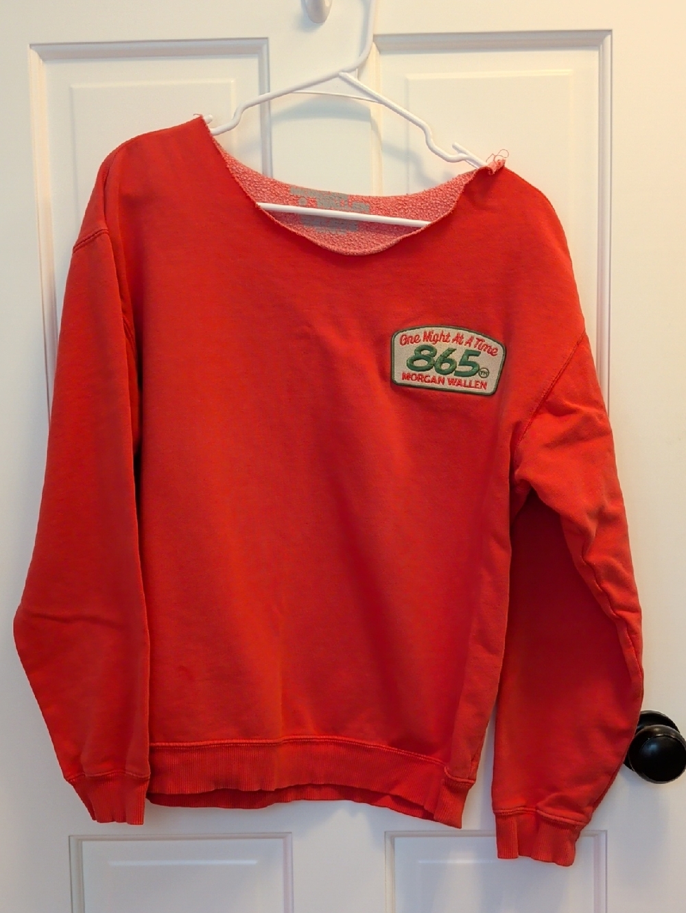 Morgan Wallen One Night At A Time Red Crewneck Sweatshirt - Distressed